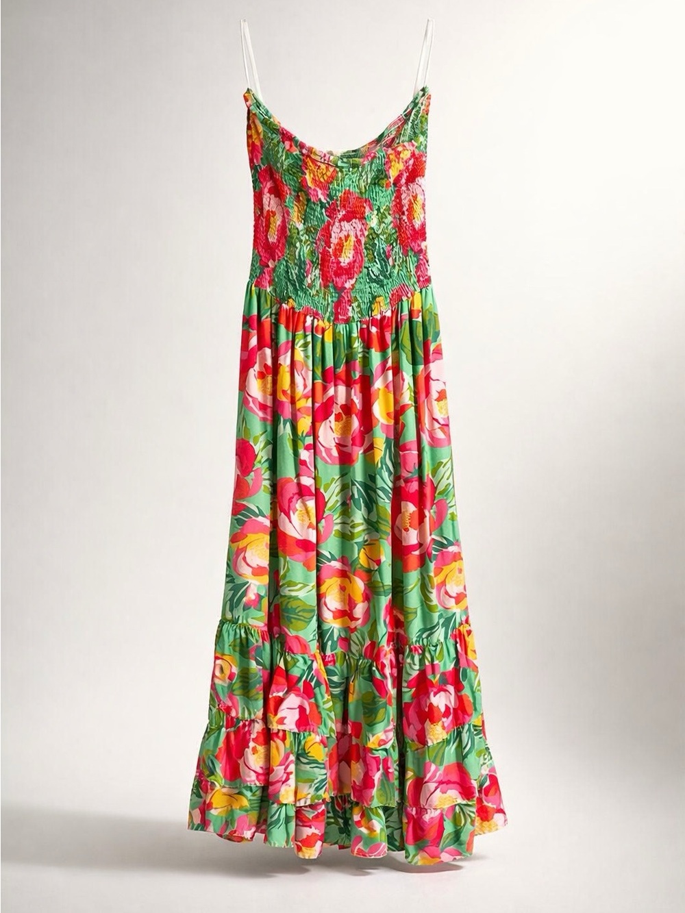 Abel the Label Floral Green Maxi Dress with Smocked Bodice - Picture 3 of 14